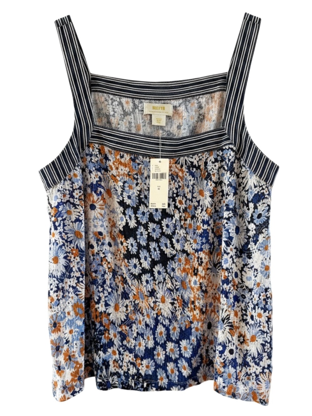 Maeve Anthropologie Floral Tank Top - Daisy Garden Print - Square Neck Blouse